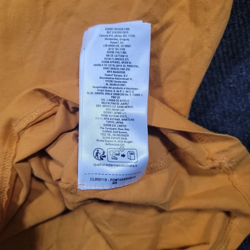 Guess Mens Yellow‎ Short Sleeve Crew Neck Pullover T-Shirt Size Large - Picture 8 of 11